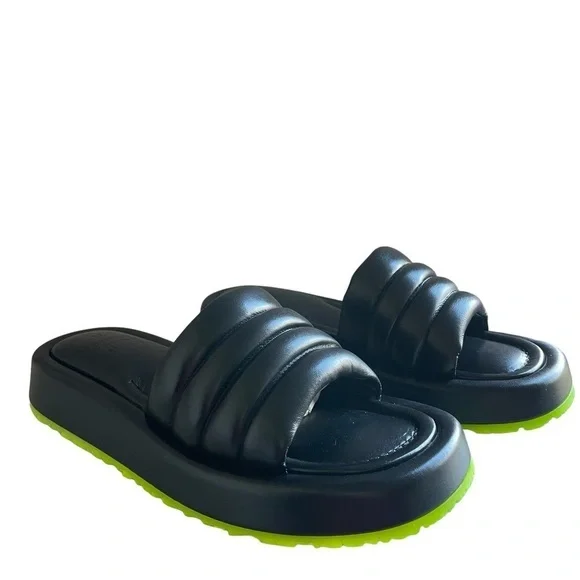 P448 Fergie Sandals Black Made in Italy NWT - Picture 5 of 15